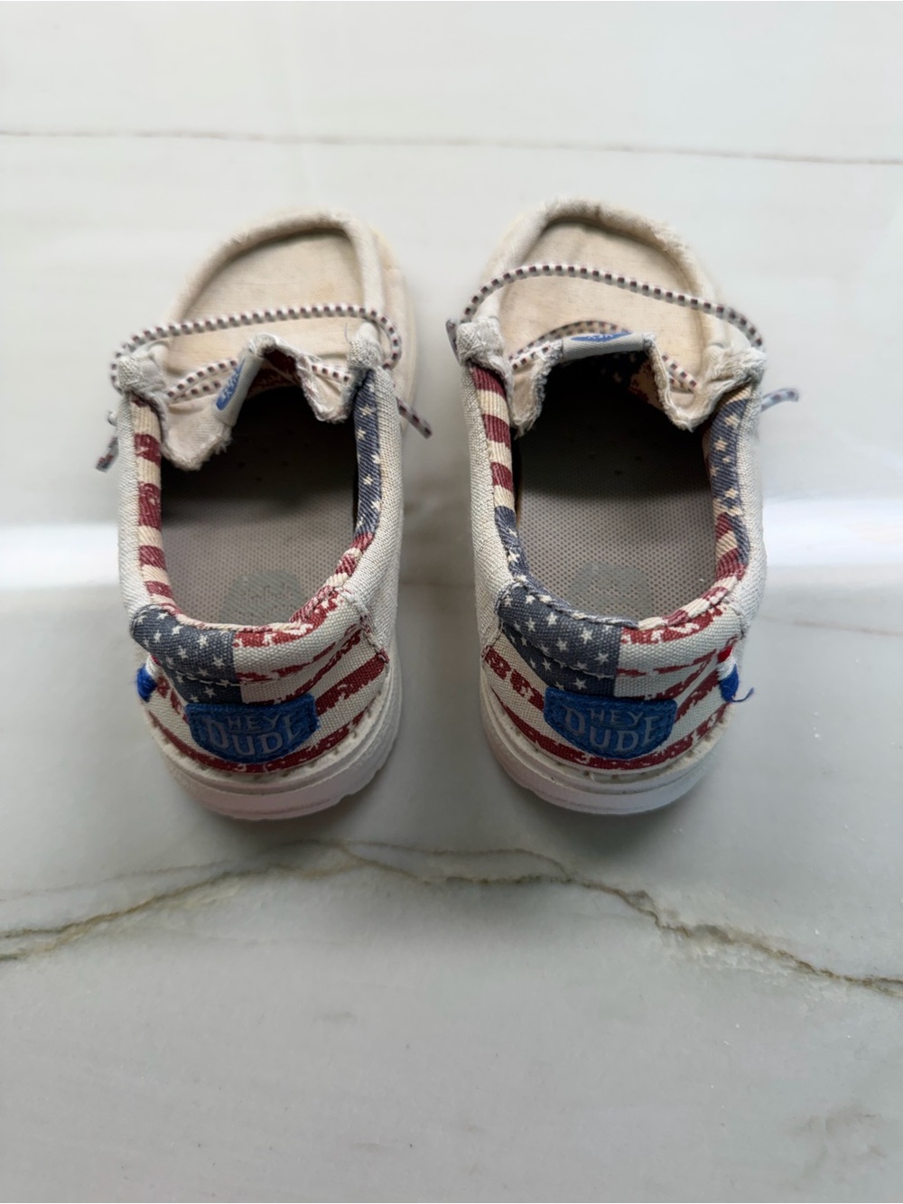 Hey Dudes - Kids' Slip-On Sneakers - American Flag Print (White/Red/Blue)